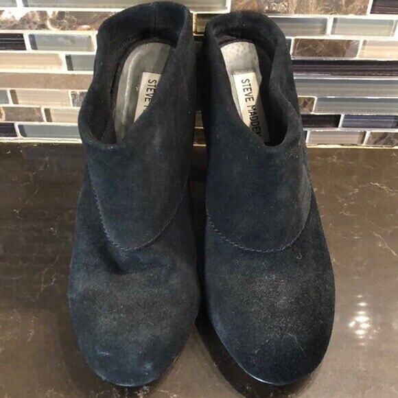 Steve‎ Madden black suede Jan heeled boots booties Women’s Size 8.5 - Picture 3 of 8